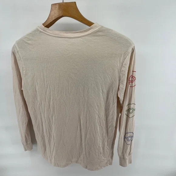 Pokemon Long Sleeve T Shirt Graphic Print Cream Pokemon Characters Mens M Est - Picture 4 of 7